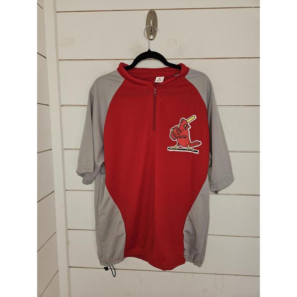 St. Louis Cardinals MLB XL red grey & white logo shirt with 1/4 zip